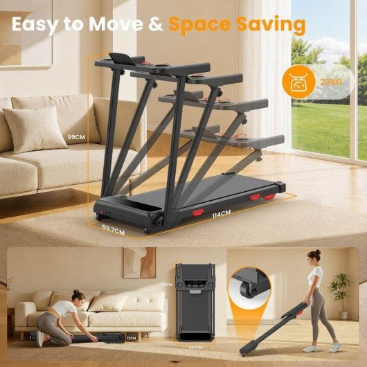 Cinta de Correr Plegable HomeFitnessCode Inclinación 15% 3,0 HP 12 Programas