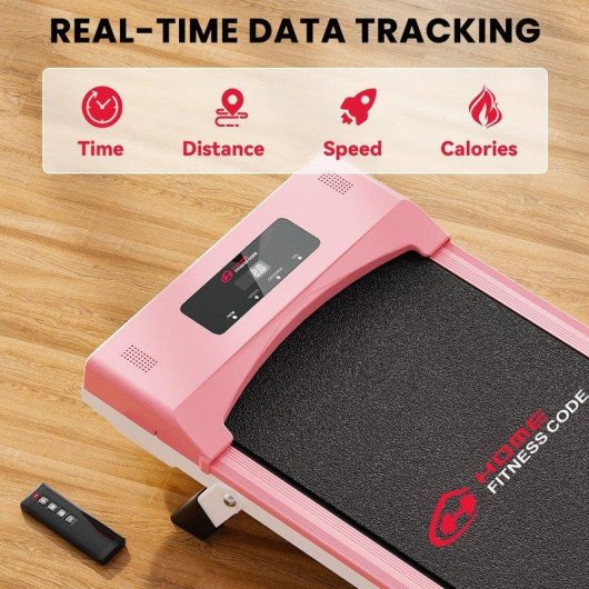 Cinta de correr HomeFitnessCode motorizada 2,5 HP velocidad 10 km/h rosa
