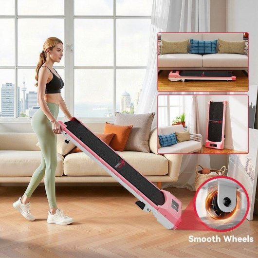 Cinta de correr HomeFitnessCode motorizada 2,5 HP velocidad 10 km/h rosa