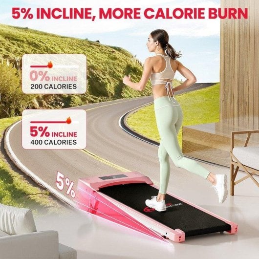 Cinta de correr HomeFitnessCode motorizada 2,5 HP velocidad 10 km/h rosa
