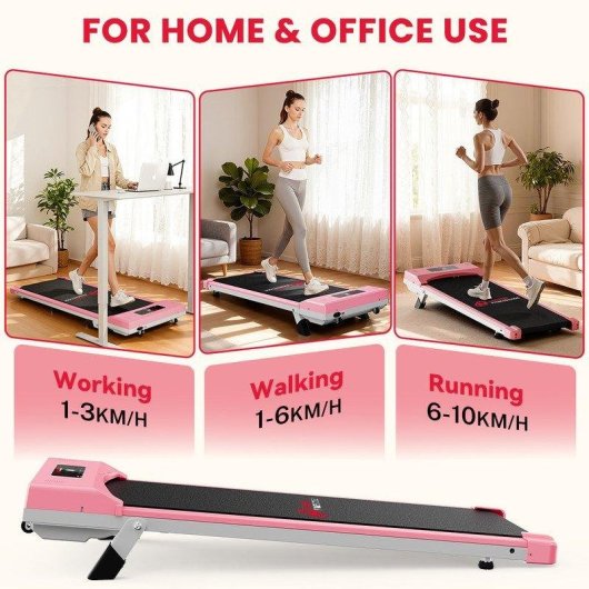 Cinta de correr HomeFitnessCode motorizada 2,5 HP velocidad 10 km/h rosa