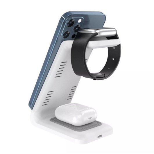 3-in-1 Ladestation Dam Electronics 15W Qi für 2 Smartphones, Apple Watch