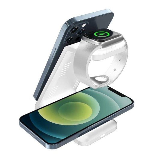 3-in-1 Ladestation Dam Electronics 15W Qi für 2 Smartphones, Apple Watch