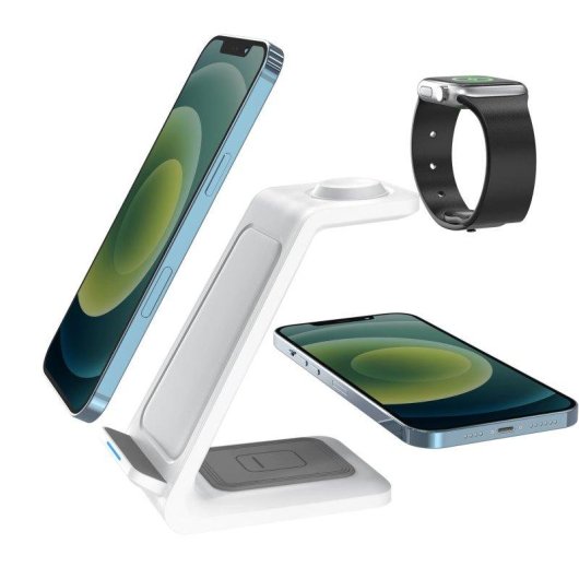 3-in-1 Ladestation Dam Electronics 15W Qi für 2 Smartphones, Apple Watch