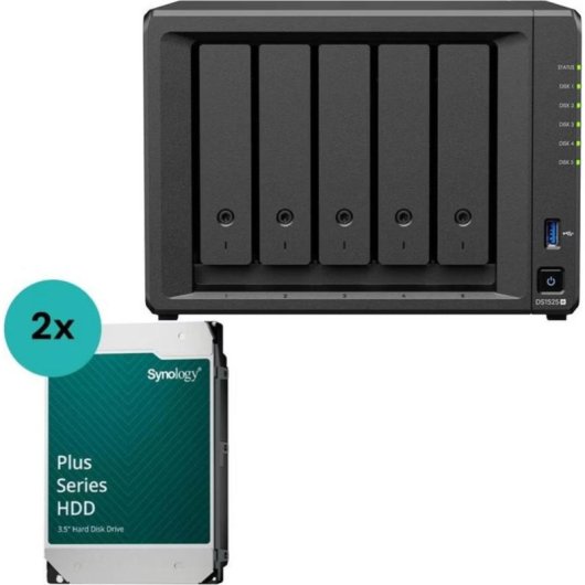 Disco duro NAS interno Synology 32 TB 5 bahías 3,5" DS1525+ Hot Swap