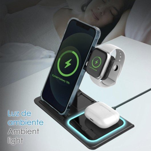 Drahtlose Ladestation 3-in-1 Dam Electronics Qi 15W