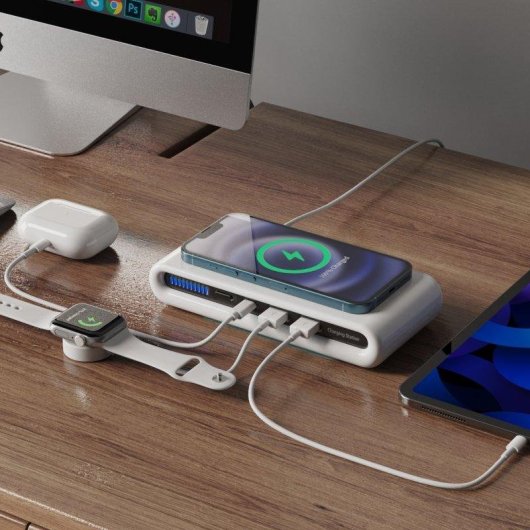 Stazione di Ricarica Qi 15W Dam Electronics USB-C e USB-A