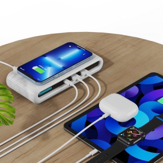 Stazione di Ricarica Qi 15W Dam Electronics USB-C e USB-A