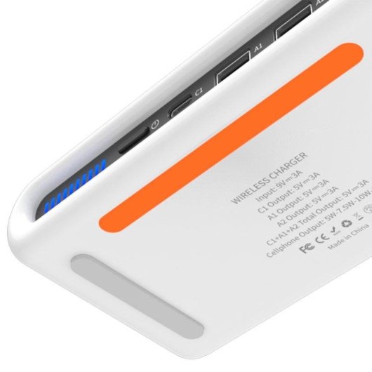 Stazione di Ricarica Qi 15W Dam Electronics USB-C e USB-A