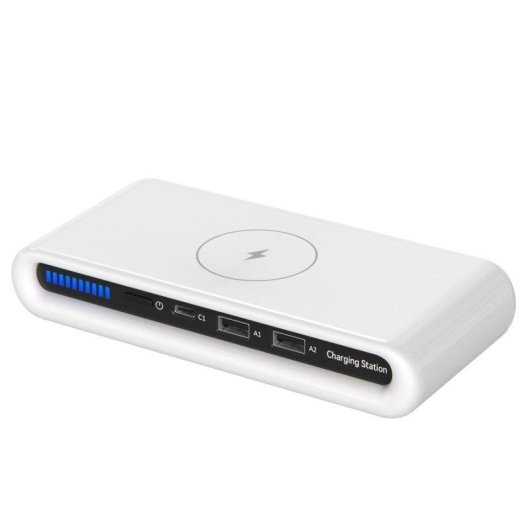 Stazione di Ricarica Qi 15W Dam Electronics USB-C e USB-A