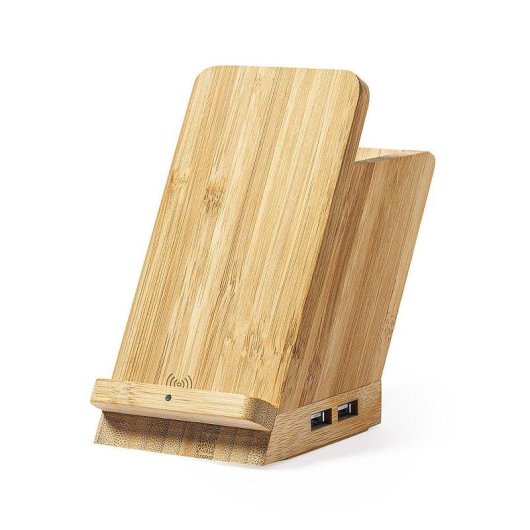 Porta penne multifunzionale Caricatore wireless 5W Nature Bamboo 4 Porte USB 2.0