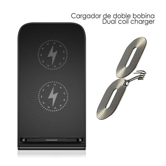 Caricatore Qi wireless a bobine doppie Dam Electronics con supporto 15W