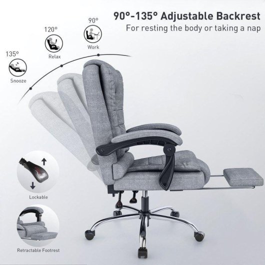 Chaise de bureau Naspaluro ergonomique en cuir PU avec repose-pieds