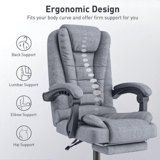 Chaise de bureau Naspaluro ergonomique en cuir PU avec repose-pieds