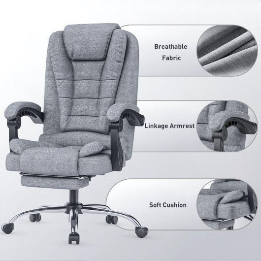 Chaise de bureau Naspaluro ergonomique en cuir PU avec repose-pieds