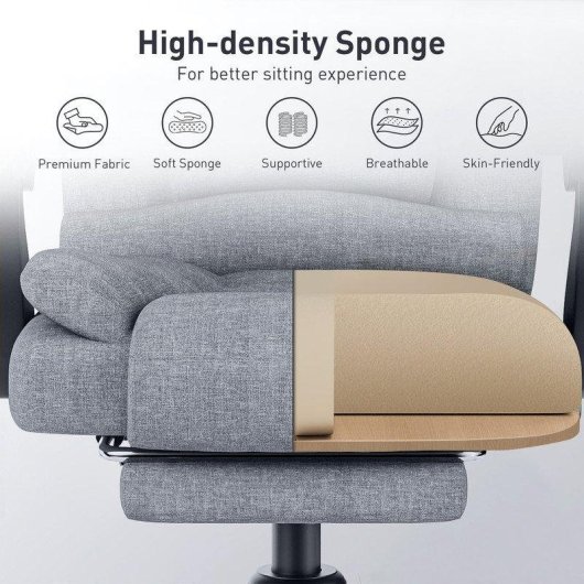 Chaise de bureau Naspaluro ergonomique en cuir PU avec repose-pieds