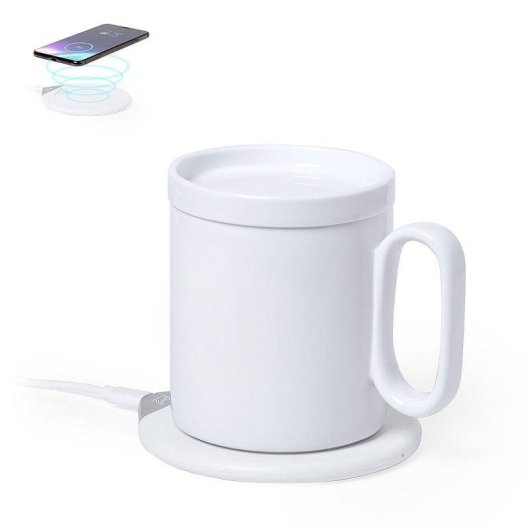 Calentador de Tazas Dam Electronics con Cargador Inalámbrico 15W USB 350 ml