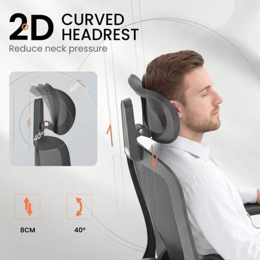 Chaise de Bureau Ergonomique Naspaluro avec Support Lombaire Ajustable