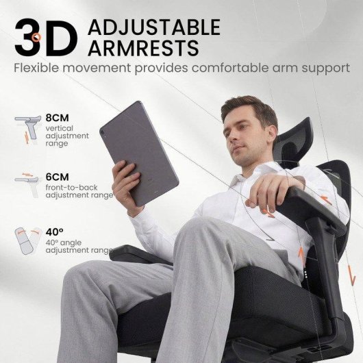 Chaise de Bureau Ergonomique Naspaluro avec Support Lombaire Ajustable