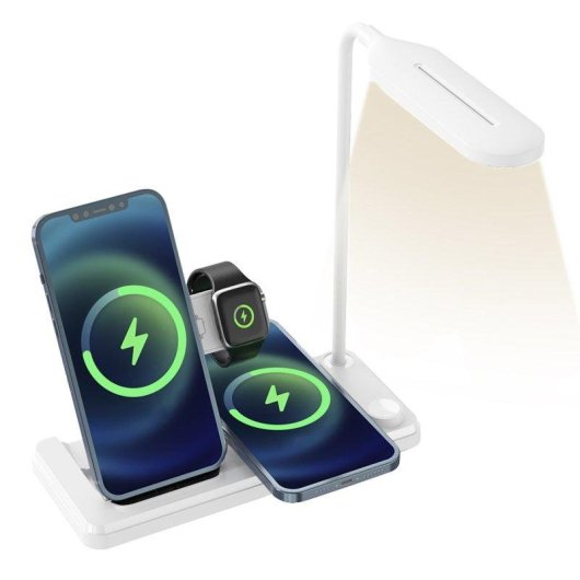 Caricatore Wireless Dam Electronics 4 in 1 con Lampada LED Flessibile