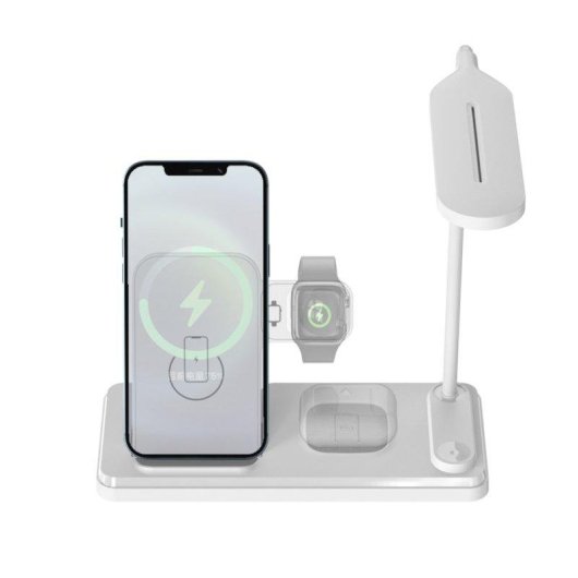 Caricatore Wireless Dam Electronics 4 in 1 con Lampada LED Flessibile