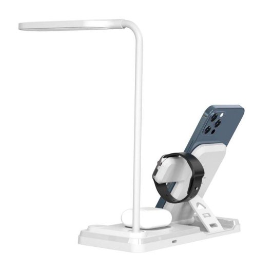 Caricatore Wireless Dam Electronics 4 in 1 con Lampada LED Flessibile