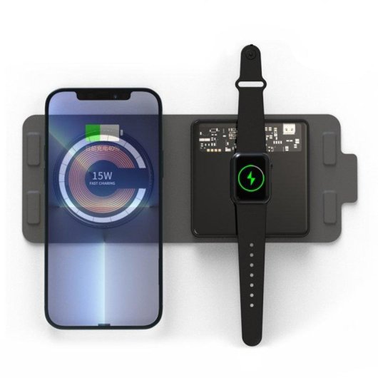 Caricatore wireless pieghevole Dam Electronics 15W Qi + MagSafe base doppia