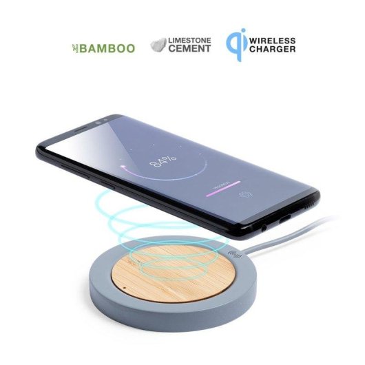 Caricatore Wireless Qi Dam Electronics Feskon in Cemento e Bambù