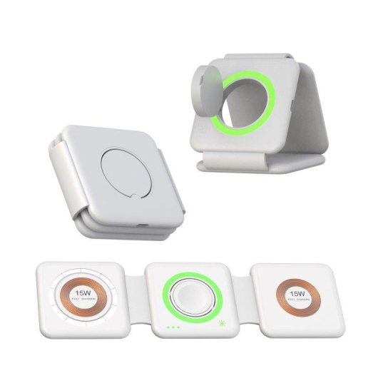 Faltbare Ladestation Tragbar Dam Electronics MagSafe 15W + Qi 15W + Apple Watch