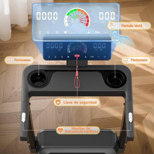 Cinta de correr plegable HomeFitnessCode 3 HP inclinación 10% velocidad 12 km/h