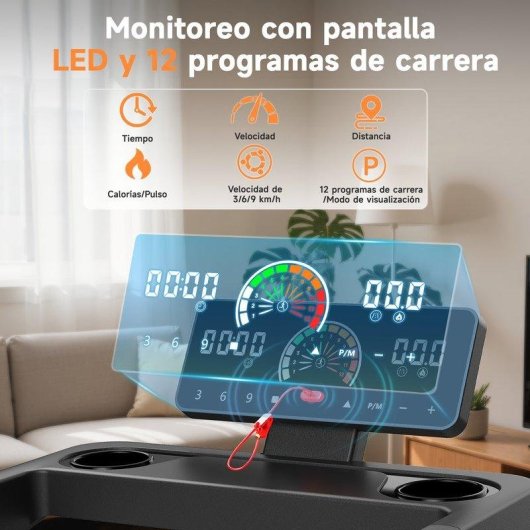 Cinta de correr plegable HomeFitnessCode 3 HP inclinación 10% velocidad 12 km/h