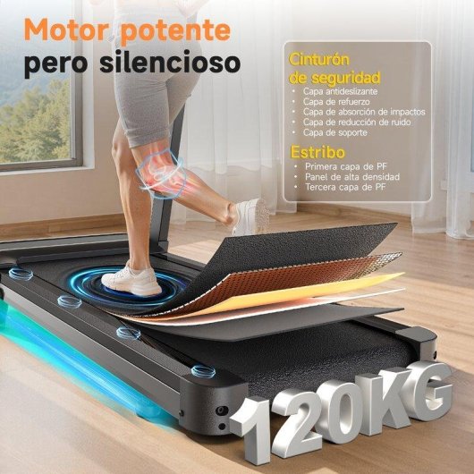 Cinta de correr plegable HomeFitnessCode 3 HP inclinación 10% velocidad 12 km/h