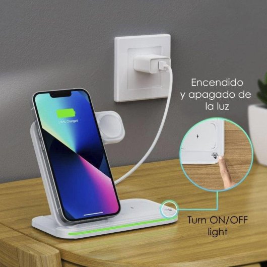 Dam Electronics Faltbare 3-in-1 Kabellose Ladestation 15W Qi Apple Watch
