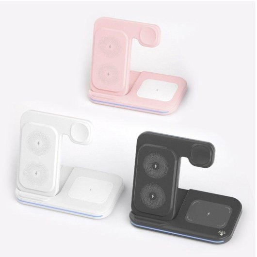 Dam Electronics Faltbare 3-in-1 Kabellose Ladestation 15W Qi Apple Watch