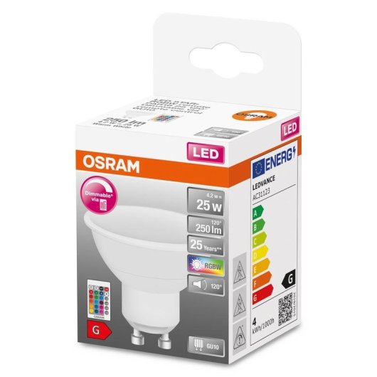Luminaria LED Osram STAR+ RGBW regulavel GU10 4,2W 250 lm