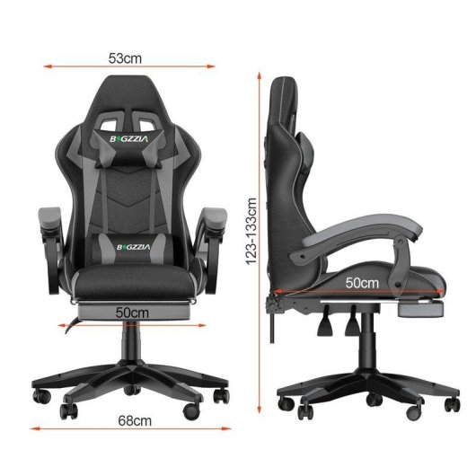 Chaise de bureau Naspaluro Ergonomique PU Cuir Repose-tete Repos-pieds