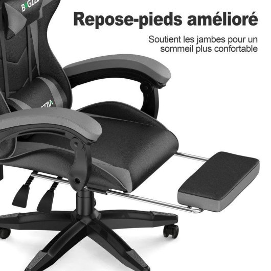 Chaise de bureau Naspaluro Ergonomique PU Cuir Repose-tete Repos-pieds