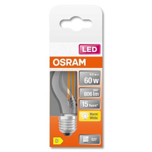 Lâmpada LED Osram STAR E27 5,5 W 806 lm branco quente 300 deg
