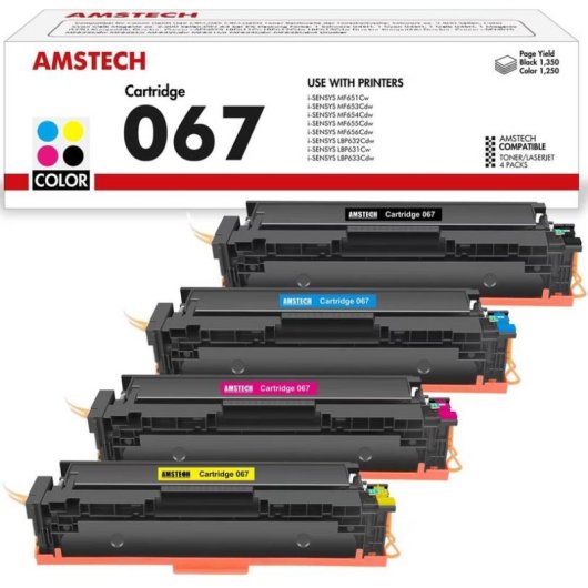 Toner-Set Amstech 067H für Canon i-SENSYS MF657Cdw 4 Farben