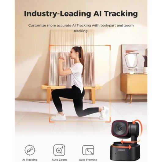 Webcam Obsbot Tiny 2 Lite 4K 8 MP PTZ IA USB Noir