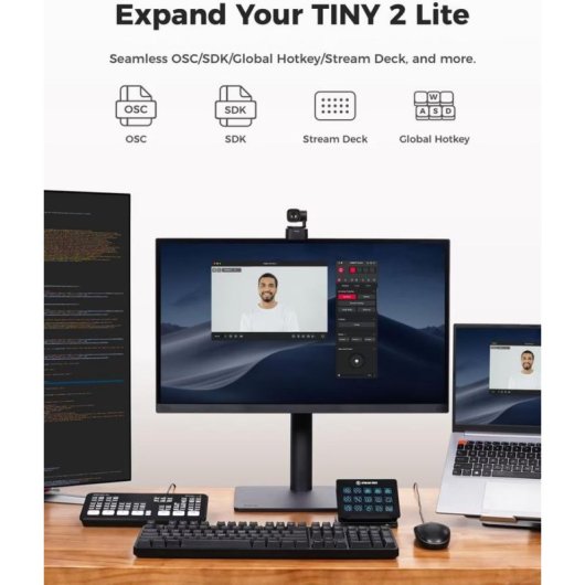 Webcam Obsbot Tiny 2 Lite 4K 8 MP PTZ IA USB Noir