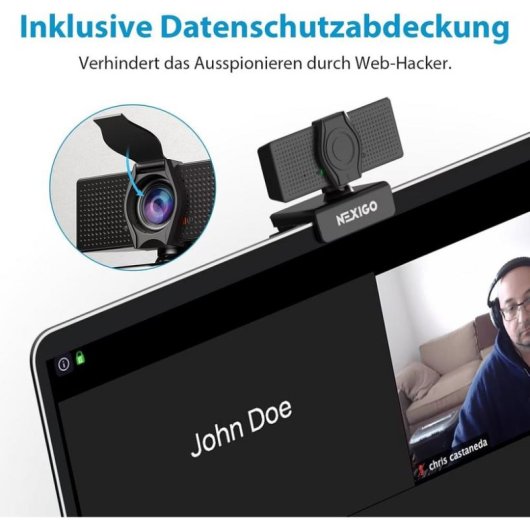 Webcam NexiGo Full HD 1080p USB Microphone Antibruit Couvercle Confidentialité