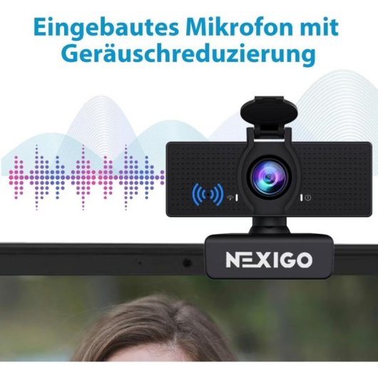Webcam NexiGo Full HD 1080p USB Microphone Antibruit Couvercle Confidentialité