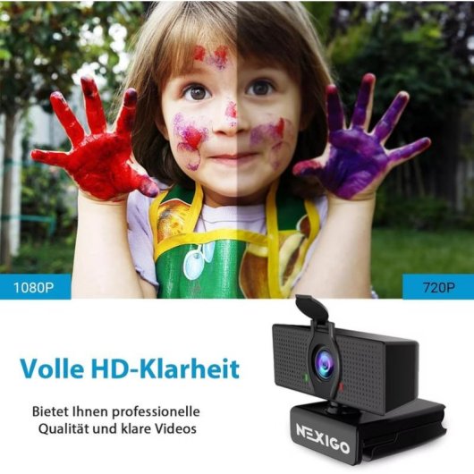 Webcam NexiGo Full HD 1080p USB Microphone Antibruit Couvercle Confidentialité