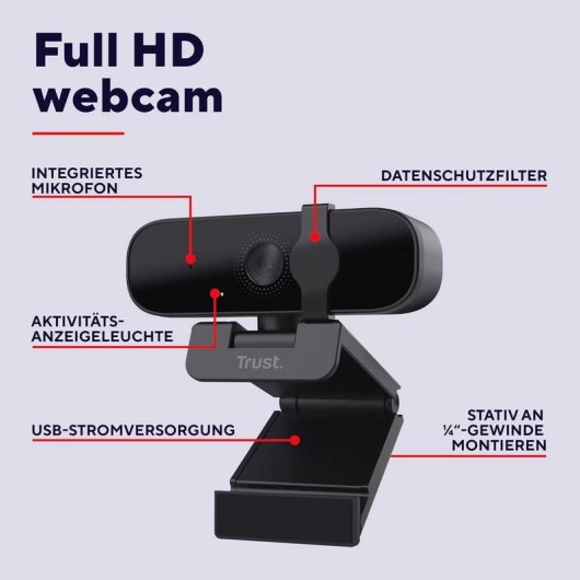 Webcam Trust Oran 1080p Full HD Microphone USB Noir
