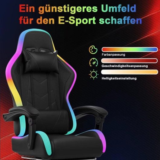 Chaise Gaming Autrucker Ergonomique RGB Repose-pieds