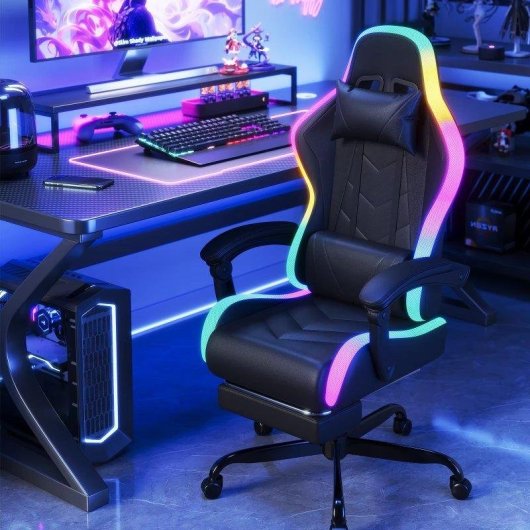 Chaise Gaming Autrucker Ergonomique RGB Repose-pieds