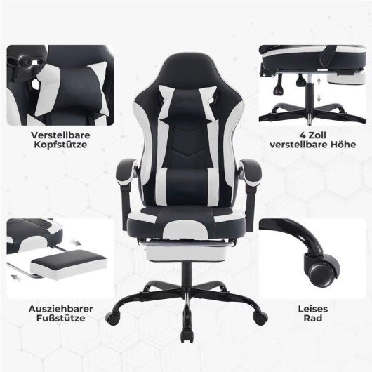 Sedia da gaming Autrucker braccioli 3D e poggiapiedi