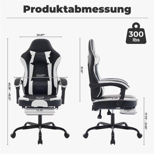Sedia da gaming Autrucker braccioli 3D e poggiapiedi