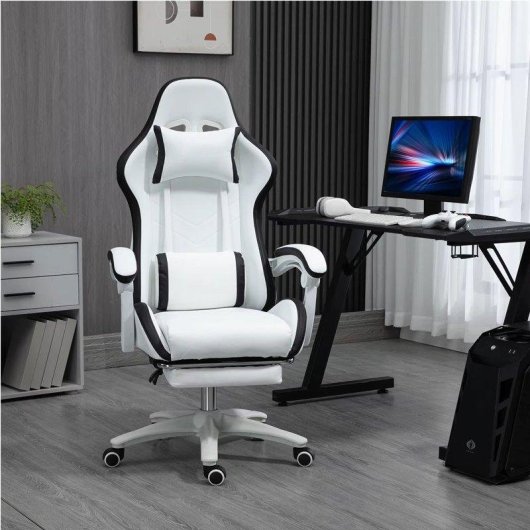 Sedia Gaming cuoio PU Autrucker con poggiapiedi retrattile